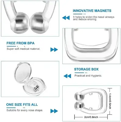 Picture of Anti Snoring Breathe Easy Sleep Nose Clip Snore Stopper Aid Nasal Dilators Device Magnetic Congestion Aid No Strips Cones