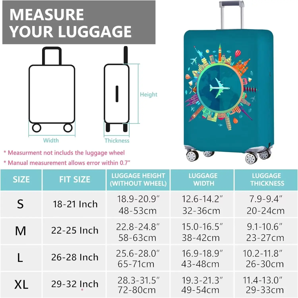 Picture of professional Luggage Cover (18 Inches - 32 Inches) Elastic Suitcase Cover Protective Travel Dust Cover for Luggage Bag Cases Cover