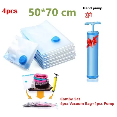 Picture of Vacuum Storage Bags( 4 Pack )with (1 Hand Pump) - Space Saver Solution for Home Organization Size 40*60/50x70/80x100/60x80cm Size Available