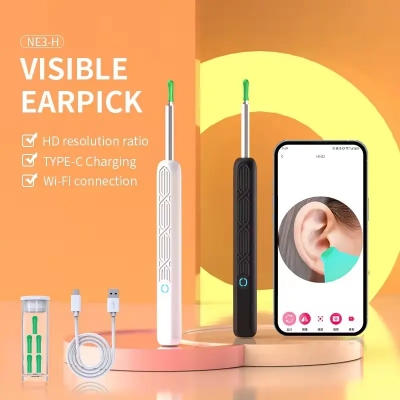 Picture of Ear Cleaner with Camera Set HD Ear Sticks Otoscope USB C Charging Endoscope Wax Removal Tool Earpick Ear Cleaning Set NK3 Pro