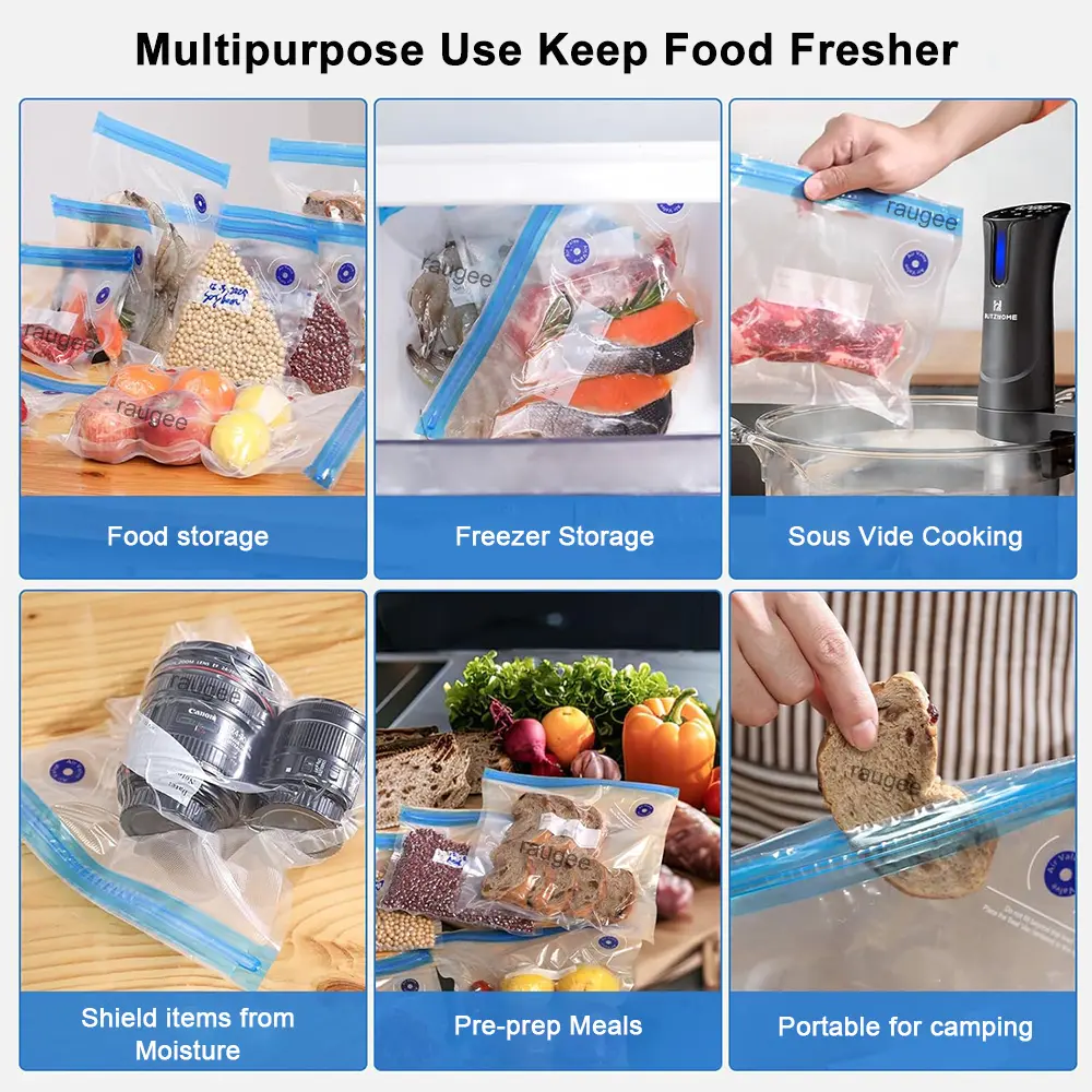 Picture of Vacuum Storage Bags with Compression Seal Zipper Refrigerator Keep Fresh Food Bags Home Kitchen Organizer Bag