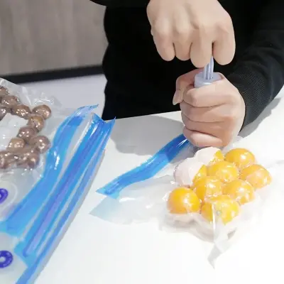 Picture of Vacuum Storage Bags with Compression Seal Zipper Refrigerator Keep Fresh Food Bags Home Kitchen Organizer Bag
