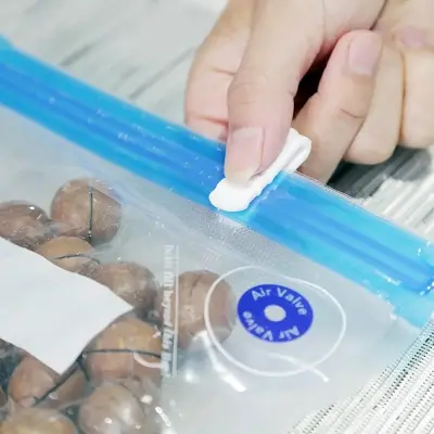 Picture of Vacuum Storage Bags with Compression Seal Zipper Refrigerator Keep Fresh Food Bags Home Kitchen Organizer Bag