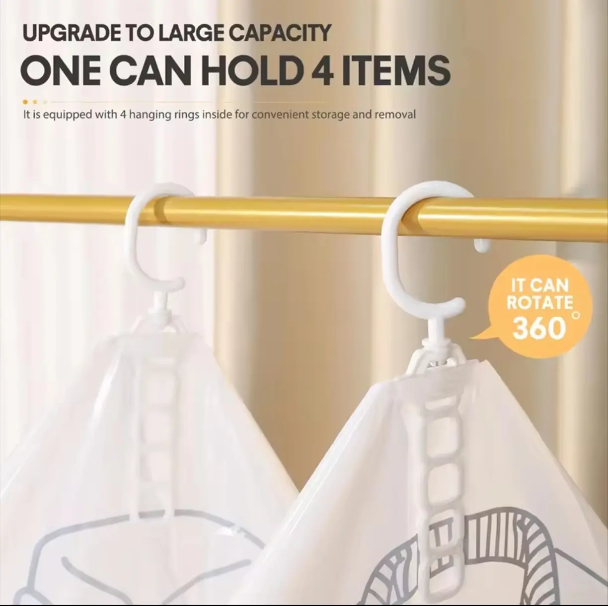 Picture of Hanging Vacuum Compression Storage Bag + Hand Pump for Jacket, Quilt, Coats, Suits, Dresses etc. Travel organizer for luggage, Large Capacity Wardrobe Organizer for Clothes | Space Saver | Reusable Dustproof Wardrobe Bag