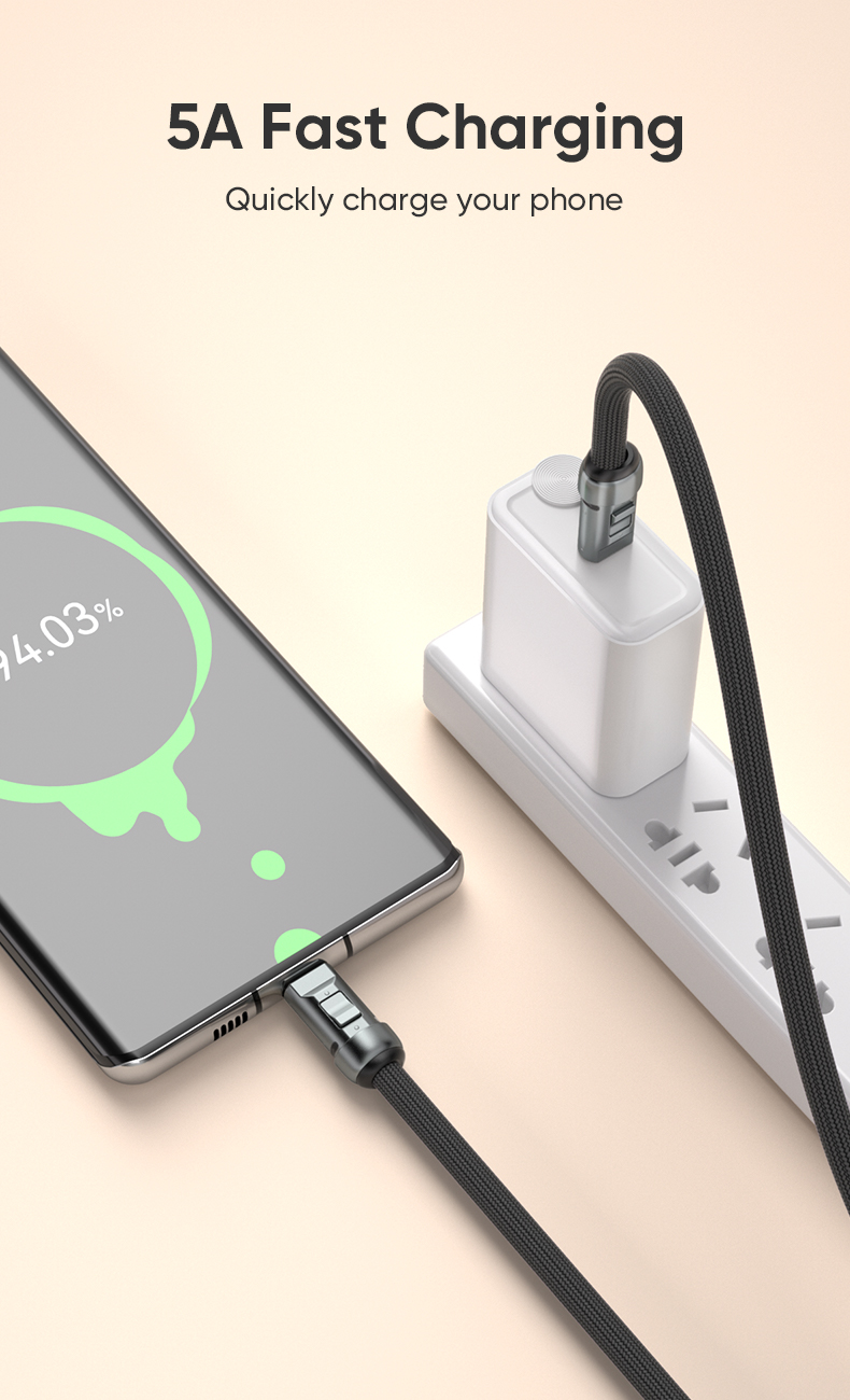 Picture of 66W Quick Charging USB-C To Type C Data Cable Portable Cellphone Lanyard Straps with Tether Tabs for IPhone Samsung Xiaomi