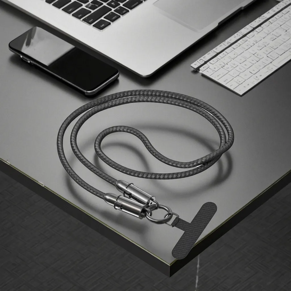 Picture of 66W Quick Charging USB-C To Type C Data Cable Portable Cellphone Lanyard Straps with Tether Tabs for IPhone Samsung Xiaomi