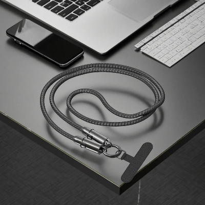 Picture of 66W Quick Charging USB-C To Type C Data Cable Portable Cellphone Lanyard Straps with Tether Tabs for IPhone Samsung Xiaomi