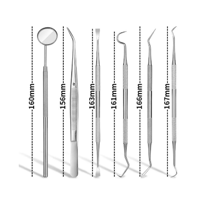 Picture of Stainless Steel Dental Tools Mouth Mirror Probe Tartar Protector Tartar Tools Dentist Tool Set With iron box Family travel