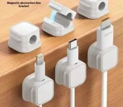 Picture of Magnetic Cable Clip Adjustable Cord Holder Under Desk Organizing Cable Management Wire Organizer Cable Holder for Wall and Table