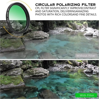 Picture of CPL polarizer eliminates reflection 52mm mobile phone camera photography polarizing lens filter with clip