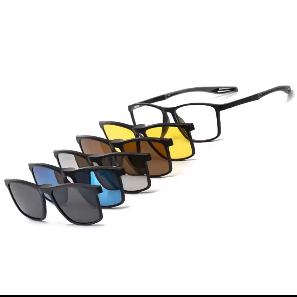 Picture of 5 In 1 Magnetic Clip-on Prescription Glasses TR90 Sports Polarized Myopia Sunglasses Unisex Anti Glare Driving Reading Glasses