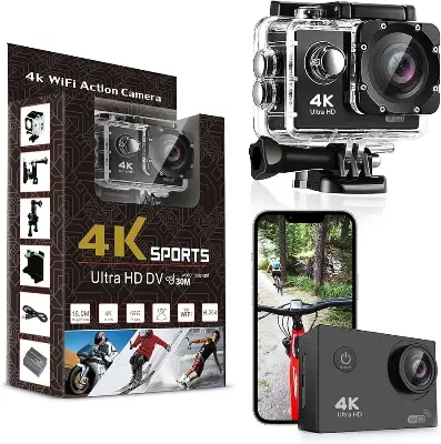 Picture of 4K Ultra 30M Waterproof Sports Action Camera Kit with Built In Wifi & Remote Control