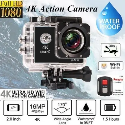 Picture of 4K Ultra 30M Waterproof Sports Action Camera Kit with Built In Wifi & Remote Control