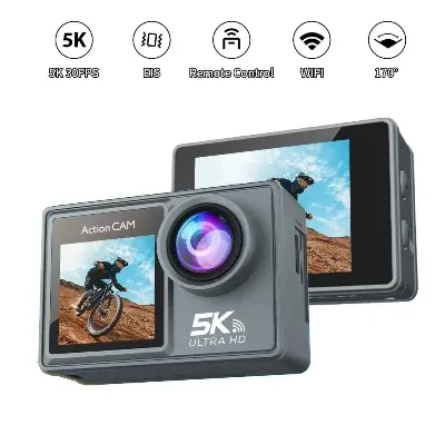 Picture of AUSEK M40TR  Ultra HD TOUCH Screen DUEL SCREEN AUSEK M40TR Action Camera 5K 30fps  AT-M40TR  BATTERY 2 PICES 1050 mAh  5K/4K Waterproof Action Camera With Extranal Microphone and Remote