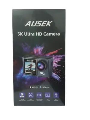 Picture of AUSEK M40TR  Ultra HD TOUCH Screen DUEL SCREEN AUSEK M40TR Action Camera 5K 30fps  AT-M40TR  BATTERY 2 PICES 1050 mAh  5K/4K Waterproof Action Camera With Extranal Microphone and Remote