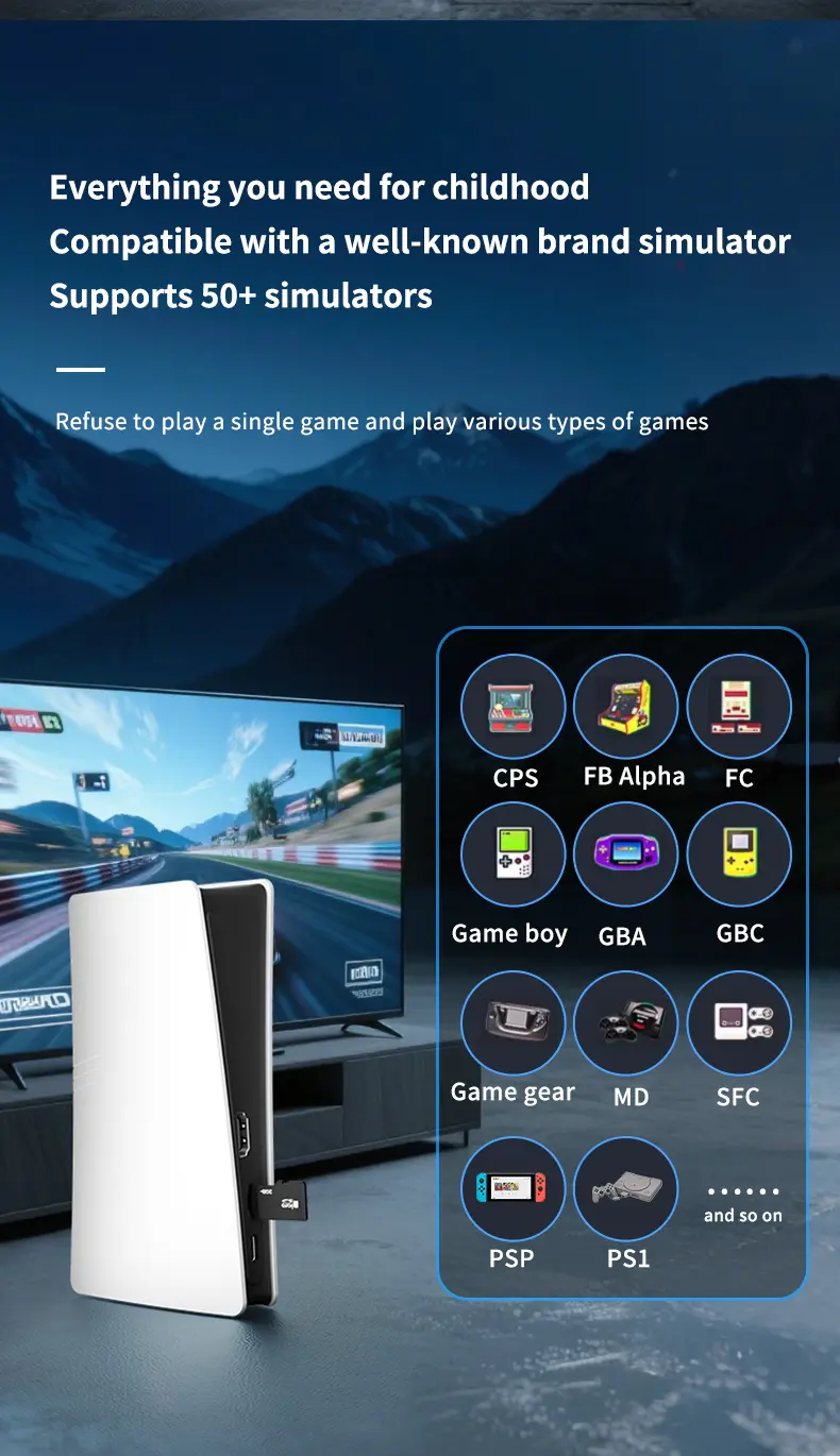 Picture of RS5 Game Console 4K Ultra HD | 40,000+ Games, Wireless Controllers Retro Gaming Device