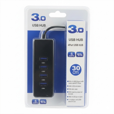 Picture of 4 ports of high speed USB hub high-speed USB 3.0 SPLETER BLACK