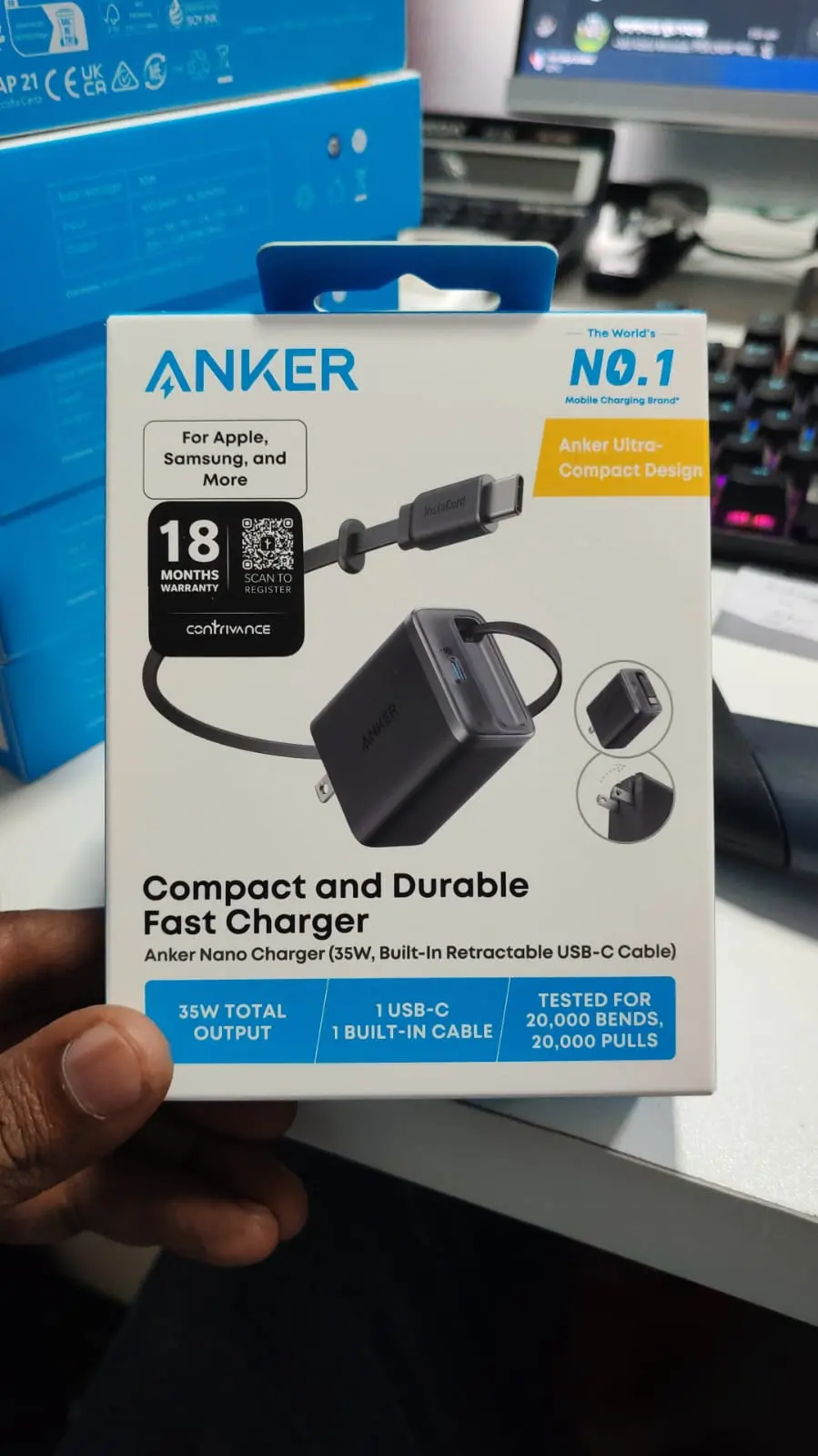 Picture of Anker Nano Charger 35W, Built-In Retractable USB-C Cable (Black)