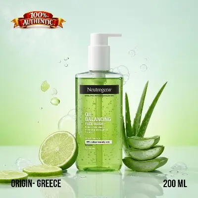 Picture of Neutrogena Oil Balancing Facial Wash 200ml – Lime & Aloe Vera Cleanser for Oily Skin (GR) - Multicolor