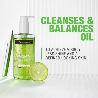 Picture of Neutrogena Oil Balancing Facial Wash 200ml – Lime & Aloe Vera Cleanser for Oily Skin (GR) - Multicolor