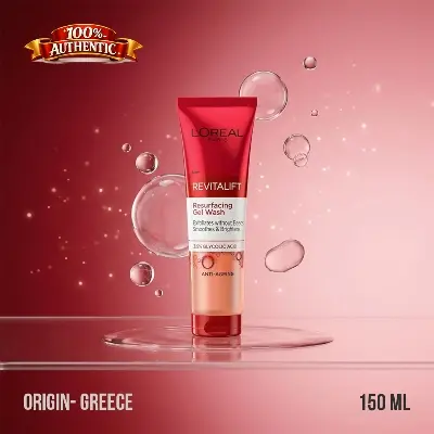 Picture of L’Oréal Revitalift Resurfacing Gel Wash 150ml – Glycolic Acid Face Cleanser for Smooth & Bright Skin (GR) - White
