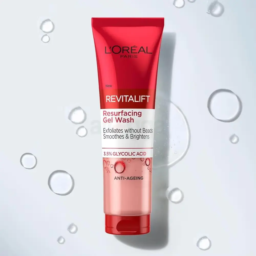Picture of L’Oréal Revitalift Resurfacing Gel Wash 150ml – Glycolic Acid Face Cleanser for Smooth & Bright Skin (GR) - White