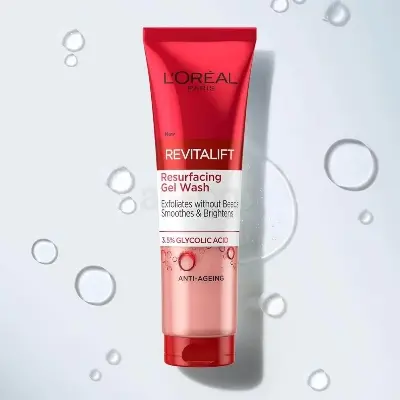 Picture of L’Oréal Revitalift Resurfacing Gel Wash 150ml – Glycolic Acid Face Cleanser for Smooth & Bright Skin (GR) - White