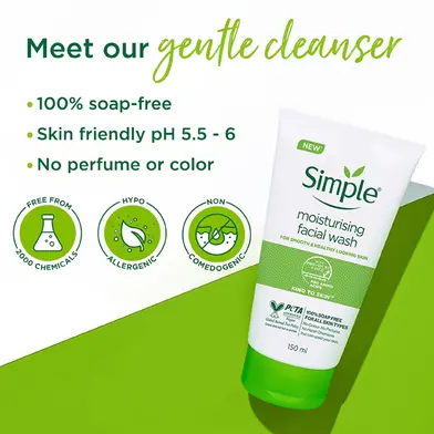 Picture of Simple Moisturising Facial Wash 150ml - White