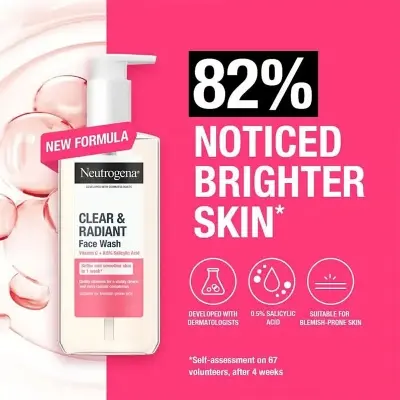 Picture of Neutrogena Clear & Radiant Face Wash 200ml – Vitamin C Brightening Cleanser (GR) - CLEAR