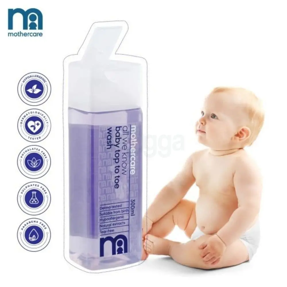 Picture of Mothercare All We Know Baby Top to Toe Wash 300ml – Gentle Hair & Body Wash for Newborns (IN) - CLEAR
