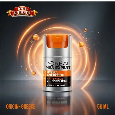 Picture of L’Oréal Men Expert Hydra Energetic Anti-Fatigue Moisturiser 50ml – Vitamin C Daily Face Cream for Men (FR) - Yellow