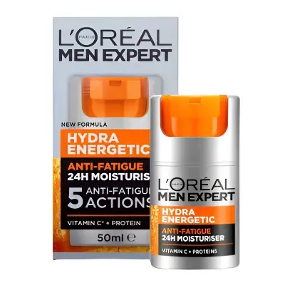 Picture of L’Oréal Men Expert Hydra Energetic Anti-Fatigue Moisturiser 50ml – Vitamin C Daily Face Cream for Men (FR) - Yellow