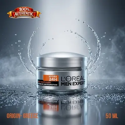 Picture of L’Oréal Men Expert Hydra 24H Moisturiser 50ml – Non-Greasy Daily Face Cream for Men (GR) - White