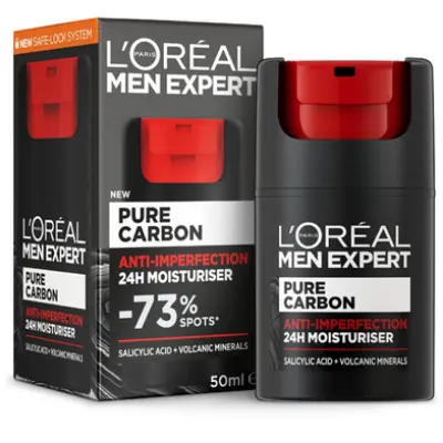 Picture of L’Oréal Men Expert Pure Carbon Anti-Imperfection Moisturiser 50ml – Oil Control & Acne Care for Men (GR) - Black