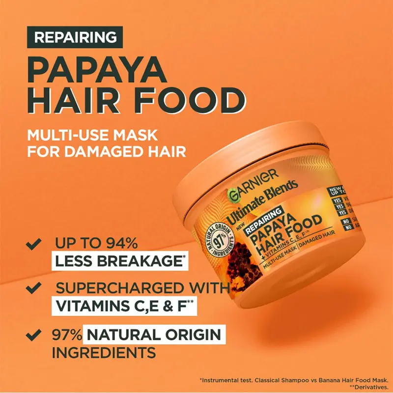 Picture of Garnier Ultimate Blends Papaya Hair Food Multi-Use Hair Mask for Damaged Hair – 390ml