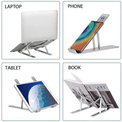 Picture of Adjustable & Foldable 10" to 17.5" 6 Angles Travel Aluminum Laptop Stand -Silver