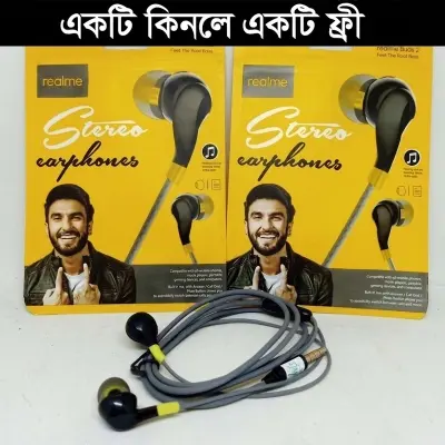 Picture of Realme buds 2 Wired Earbud In-ear Stereo Earphones for Smartphones with one free -Multicolor