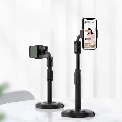 Picture of L7 Desktop Mobile Phone Holder Height Adjustable Stand & 360° Rotatable for Live Streaming Shoot YouTube TikTok Video Round Base Smartphone - Mobile Stand -Black