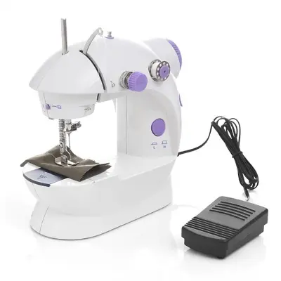 Picture of Household Portable Mini Sewing Machine with Foot Pedal Light Double thread -Off White