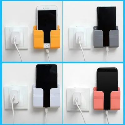 Picture of Wall Phone Holder For Phone Mounted Storage Box Remote Control Storage Organizer Case For Air Conditioner TV Mobile Stand Rack -Multicolor