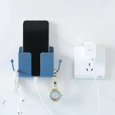 Picture of Multi-Function Wall Mounted Organizer Storage Box with Hooks for Remote Control and Mobile Accessories -Multicolor