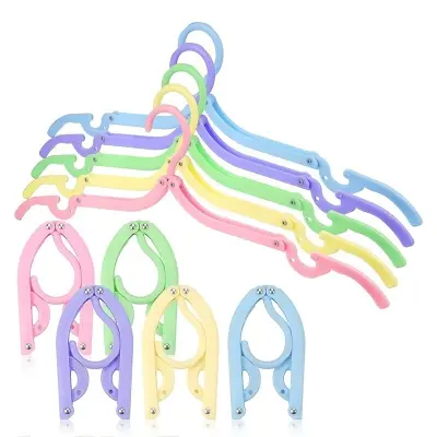 Picture of 3 pcs Travel Hangers Folding Clothes Hangers Cloth Hanger Portable Folding Clothes Hangers Cloth Hanger Rack Travel Accessories Foldable Clothes Drying Hanger -Multicolor