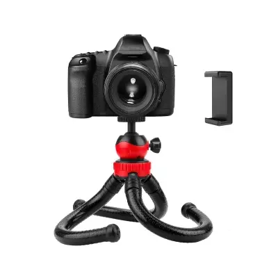 Picture of Flexible Gorillapod Tripod with 360° Rotating Ball Head Tripod for All DSLR Cameras(Max Load 2 kgs) And Mobile Phones With Free Heavy Duty Mobile Holder Tripod -Black