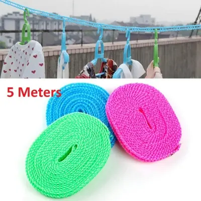 Picture of Portable Windproof Clothesline Non-slip Washing Clothes Line Rope- 5M -Multicolor