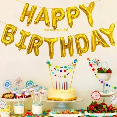 Picture of Happy Birthday Foil Banner 13 Piece - Birthday Decoration/Happy Birthday Foil Balloon Banner Big Size Letter Multicolor -Multicolor