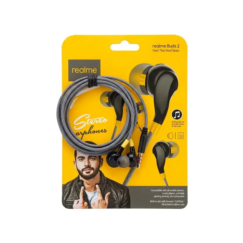 Picture of Realme buds 2 Wired Earbud In-ear Stereo Earphones for Smartphones with one free -Multicolor