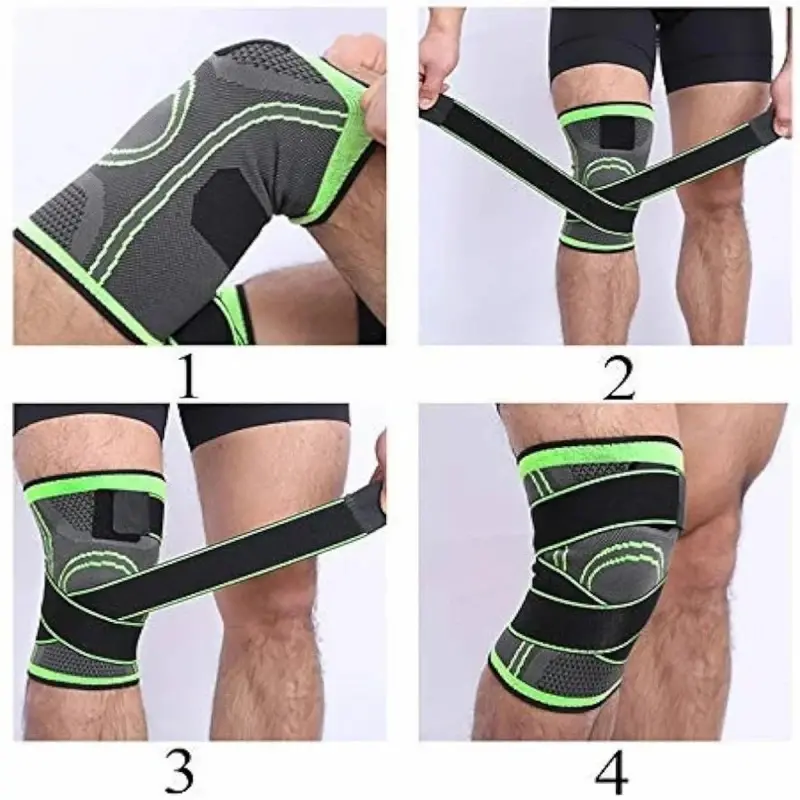 Picture of 1 Pcs Compression Knee Sleeves Knee Brace for Men & Women Knee Support for Running, Crossfit, Basketball, Pain Relief, Meniscus Tear Arthritis Faster Recovery Adjustable Strap -Multicolor