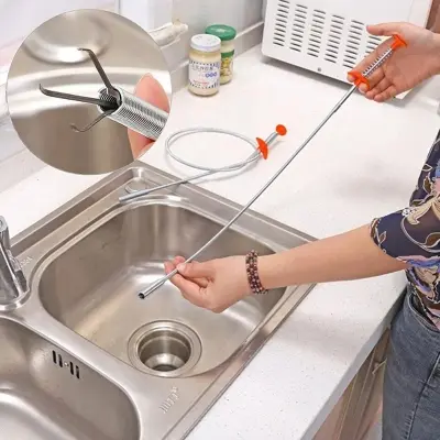 Picture of Spring Pipe Dredging Tools, Drain Snake, Drain Cleaner Sticks Clog Remover Cleaning Tools Household For Kitchen Sink -Multicolor