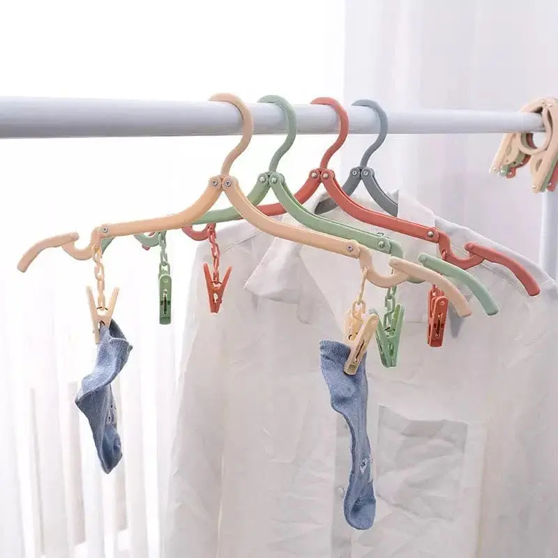 Picture of 04-Pcs Portable Folding Clothes Hanger Travel Accessories Plastic Foldable Clothes Drying Rack For Travel -Multicolor