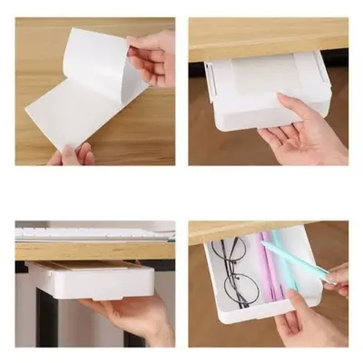 Picture of Drawer Under Table/ Hidden Plastic Desk Organizer Storage Box -Multicolor